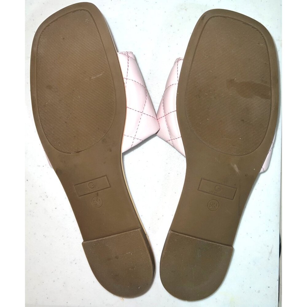 GBG Los Angeles Pink Quilted Slides With Rhinestone G Logo Size 9M - Picture 6 of 7